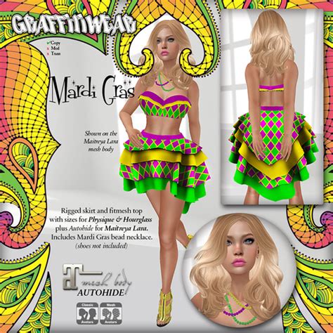 Second Life Marketplace Graffitiwear Mardi Gras Outfit