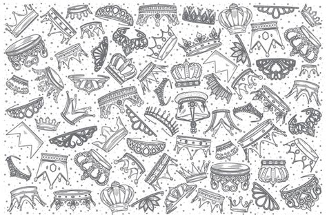 Premium Vector Hand Drawn Crowns Doodle Set