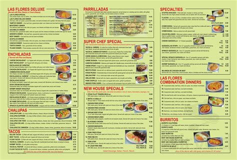 Las Flores Mexican Restaurant menu in Wallis, Texas, USA