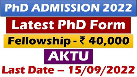 Phd Admission 2022 40 000 Fellowship Two Fellowships Latest