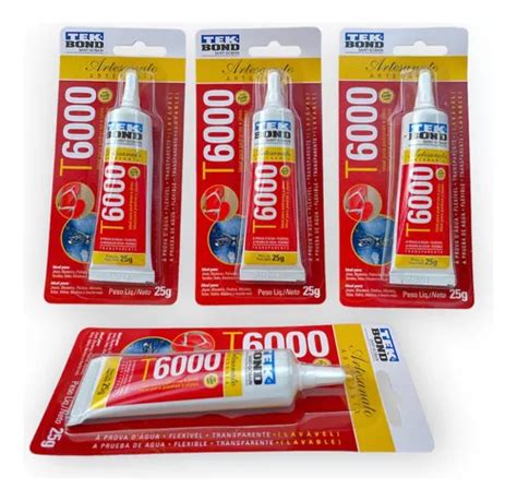 5 Cola Artesanato Flexível Transparente T6000 25g Tekbond Frete grátis