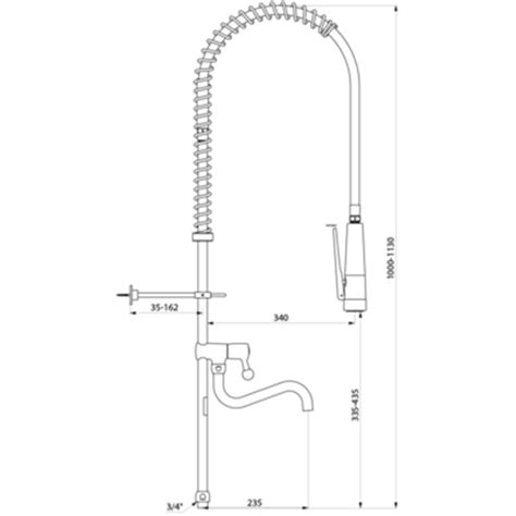 Combiné de prélavage douchette antitartre à picots avec colonne longue