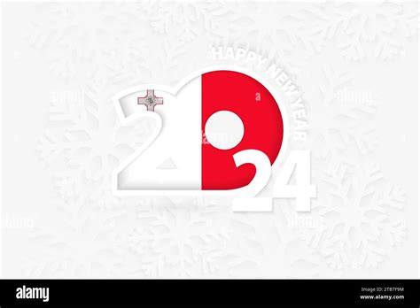 New Year 2024 For Malta On Snowflake Background Greeting Malta With