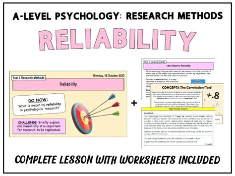 A Level Psychology Reliability [year 2 Research Methods] Teaching