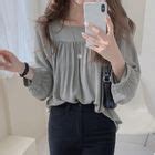 Happo Square Neck Plain Blouse YesStyle