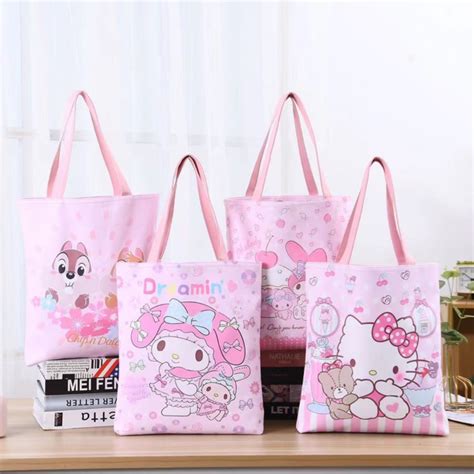 กระเป๋าถือ Sanrio Tote Bag กระเป๋าpu กระเป๋าสะพายไหล์ ลายการ์ตูน ซานริ