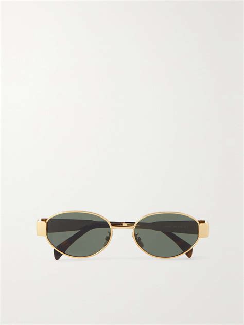 Celine Eyewear Oval Frame Gold Tone And Tortoiseshell Acetate