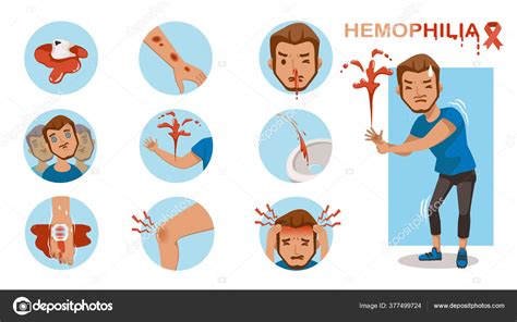 Hemophilia Men Bleeding Symptoms Heavy Bleeding Wound Stock Vector