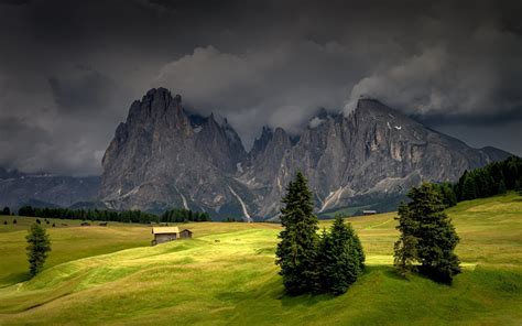 South Tyrol Landscape Field Nature Mountains Hd Wallpaper