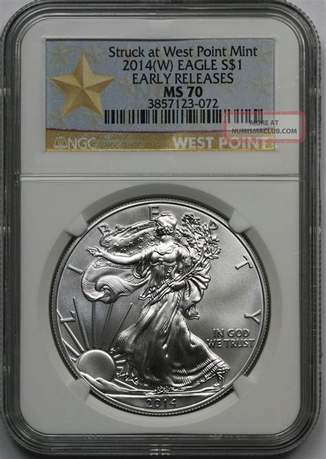 2014 W Silver Eagle 1 Ms 70 Ngc E R Struck At West Point Star Label