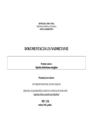 Dokumentacija Za Nadmetanje Predmet Nabave Doc Template Pdffiller