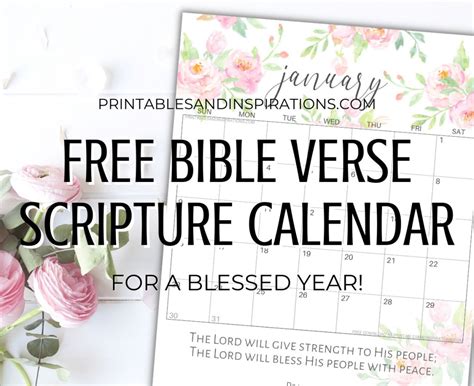 2025 Bible Verse Calendar Free Printable Printables And Inspirations