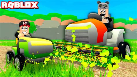 Traktör Ile Çimleri Biç Ve Zenginleşip Hızlan Panda Ile Roblox Lawn Mower Simulator Youtube