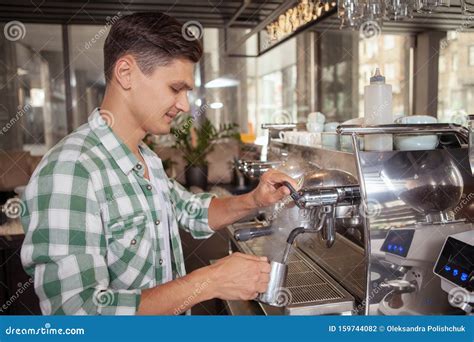 Handsome Male Barista Working At The Coffee Shop Stock Photo Image Of