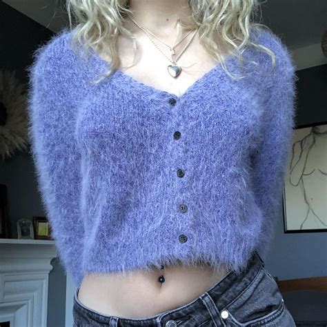 URBAN OUTFITTERS FLUFFY CARDIGAN UK Size XS 8 10 Depop