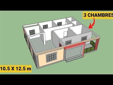 PLAN DE MAISON VILLA DE TROIS CHAMBRES SUR 10 50 X 12 50 M HOME