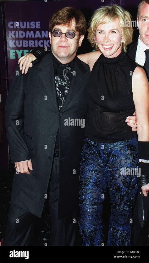 Musican Sir Elton John with Trudie Styler, wife of singer Sting, at the ...