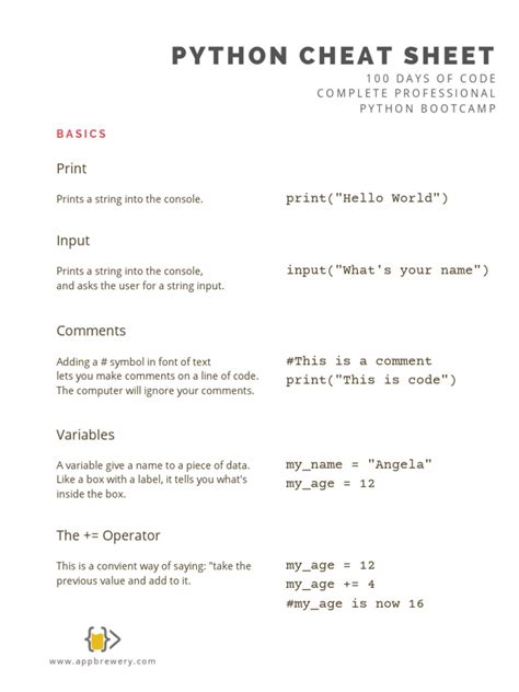 Python Syntax Cheat Sheet Booklet V2 Pdf Class Computer Programming Control Flow