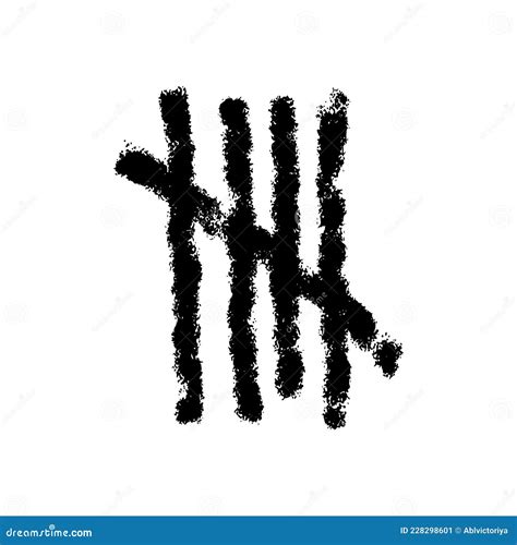 Charcoal Tally Marks Isolated On White Background Day Counting Symbols