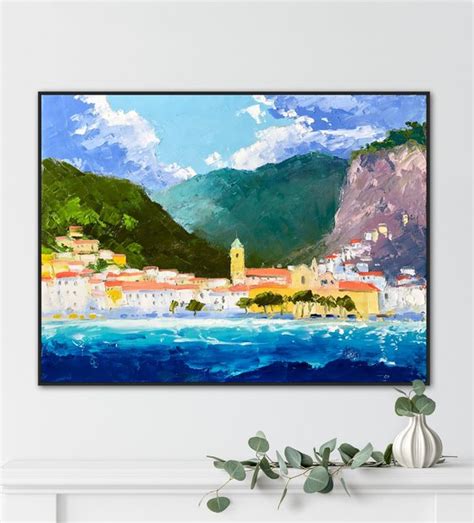 Amalfi coast painting, Italy painting, Mediterranean painting Oil ...