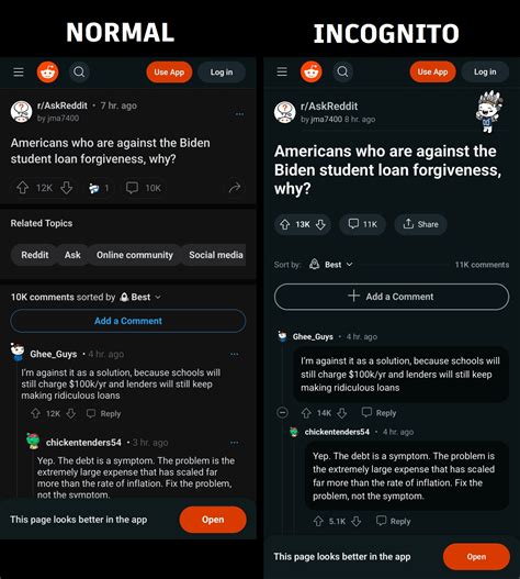 Why does Reddit on mobile have a different style in incognito mode?? I