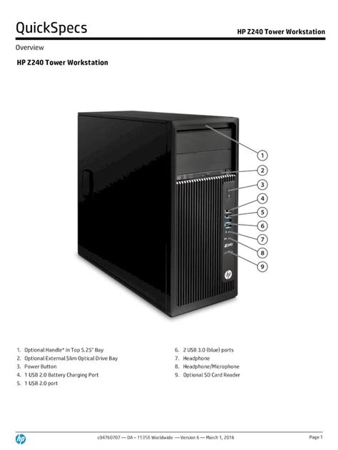 (PDF) HP Z240 Tower Workstationorangebiz.co.kr/pdf/workstation/Z240.pdf · 2017-10-11 ...