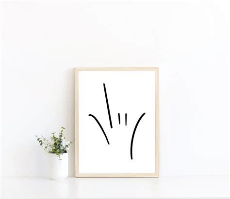 I Love You ASL Line Art Sign Language Wall Art Deaf Art - Etsy