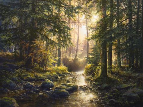 Quite Forest Stream Painting By Viktar Yushkevich Yuvart