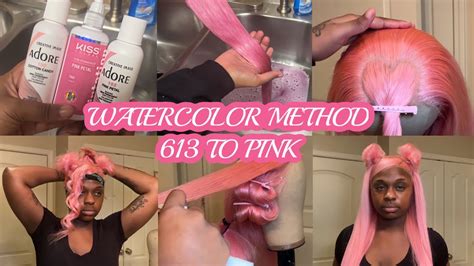 Pink Valentines Day Themed Wig Watercolor Method Space Buns