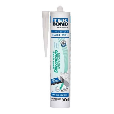 Sellador Acrílico Siliconizado Tekbond Baños Cocinas Cartucho 300 ml