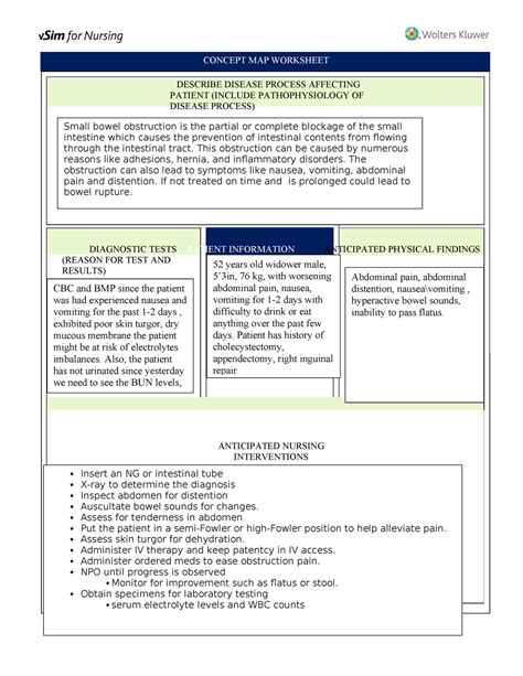 Checketts VSIM Worksheet CONCEPT MAP WORKSHEET DESCRIBE DISEASE