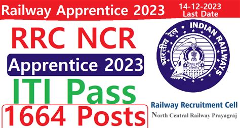 North Central Railway Apprentice 2023-24, 1664 Posts, ITI Pass Railway ...