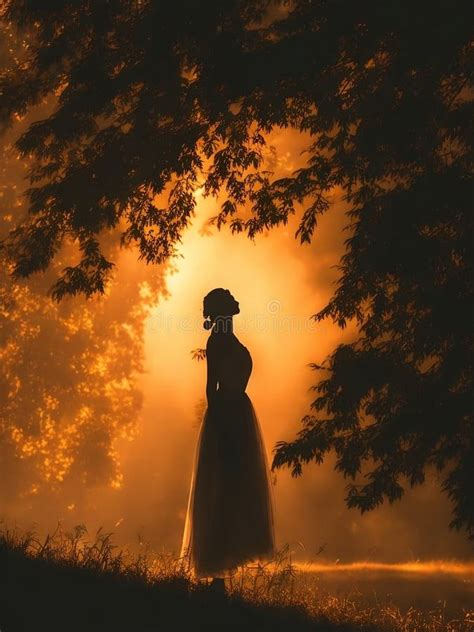 Silhouette of Woman in Nature, Generative Ai Illustration. Stock ...