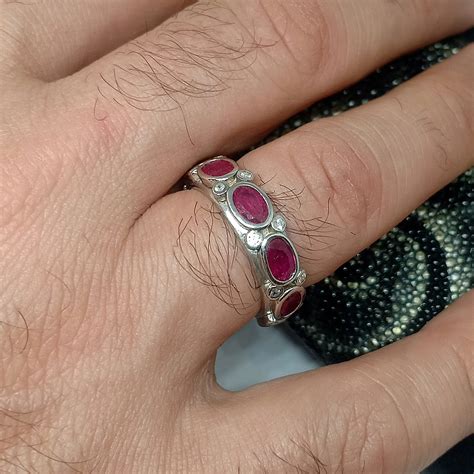 Genuine Ruby Ring For Men Ruby Ring Sterling Silver Ruby Etsy