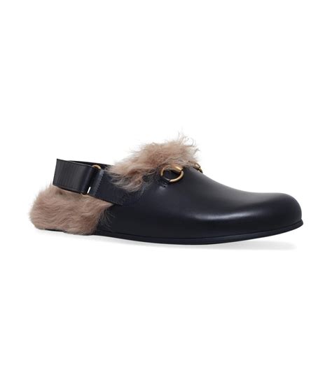 Gucci River Fur Slides In Black Lyst