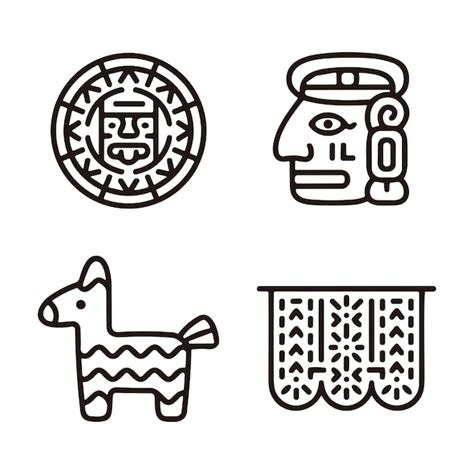 Premium Vector Set Of Mexico Icons Simple Line Art Style Icons Pack