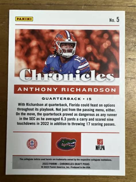 Panini Chronicles Draft Picks Anthony Richardson Recrue Florida