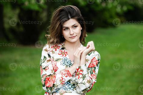 Womans Portrait With A Hair Moving In The Wind Portrait Of Young