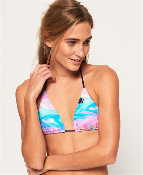 Womens Iridescent Tri Bikini Top In Mermaid Superdry Uk