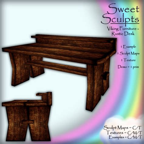 Second Life Marketplace - Viking Furniture - Rustic Desk Builders Kit