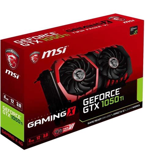 MSI Tarjeta Gráfica GeForce GTX 1050 TI Gaming X 4GB GDDR5 Negro