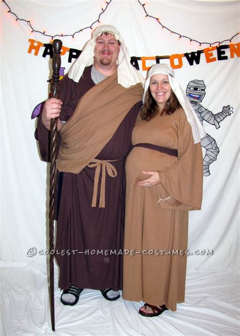 Homemade Mary And Joseph Couple Costume Pregnant Halloween Costumes