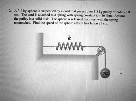 SOLVED A 3 2 Kg Sphere Is Suspended By A Cord That Passes Over A 1 8