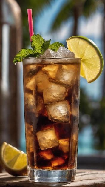 Premium Ai Image Cuba Libre Or Long Island Iced Tea Cocktail With