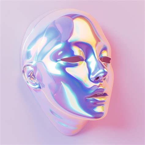 Futuristic Holographic Mask Abstract Graphic Design Concept Chrome