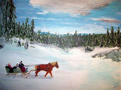 Family Sleigh Ride Painting by Bert Grant - Jose Art Gallery