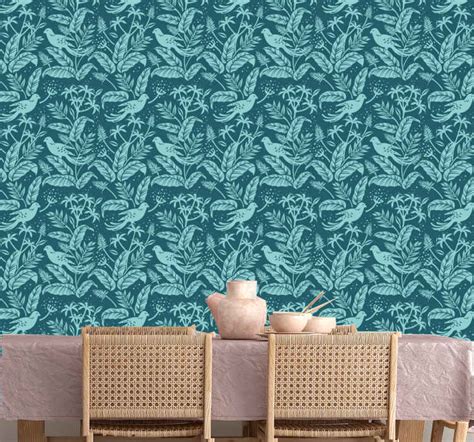 Turquoise Flying Birds Wallpaper For Bedroom Tenstickers