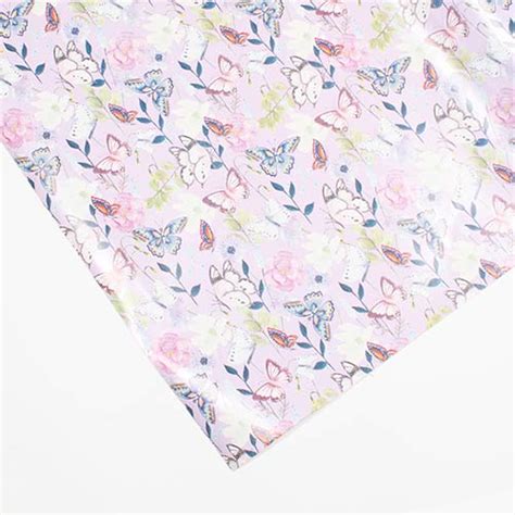 Lilac Floral Butterflies Gift Wrapping Paper Roll M Partyrama