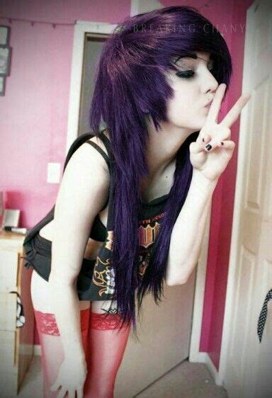 Aw Purple And Fringe Cute Emo Scene Hair Scene Hair Hair Styles