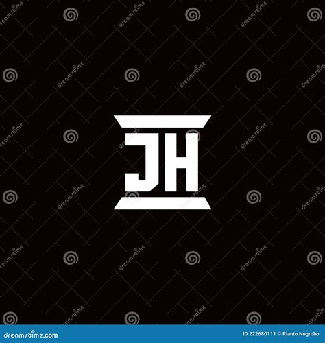 Jh Logo Monogram With Pillar Shape Designs Template Stock Vector